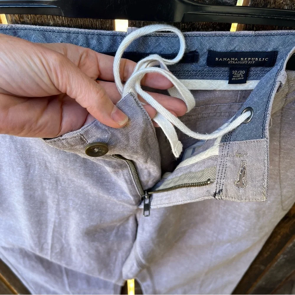 Banana Republic Men’s Linen Cotton Straight Fit Beachy Pants In Taupe Sz 32 X 30